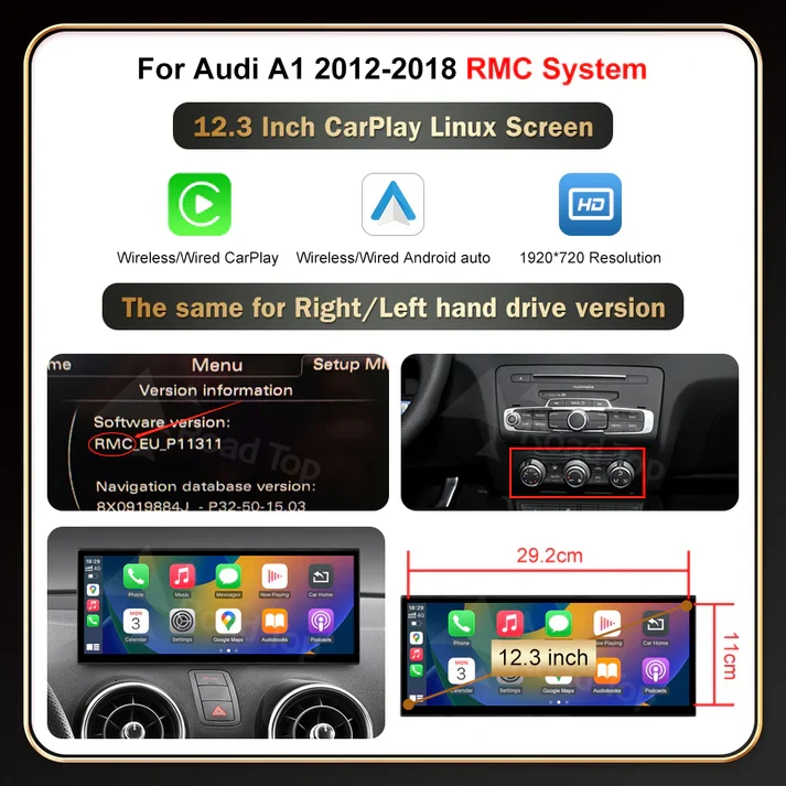 AUDI A1/Q3 CARPLAY SCREEN 2012-2018 - Image 2