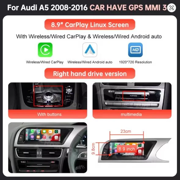 AUDI A5 2008-2016 CARPLAY SCREEN - Image 7